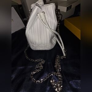 Dior White Crossbody Bag with Silver Chain